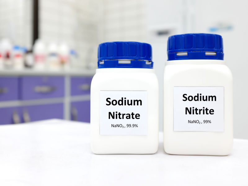 bottles of sodium nitrate and sodium nitrite