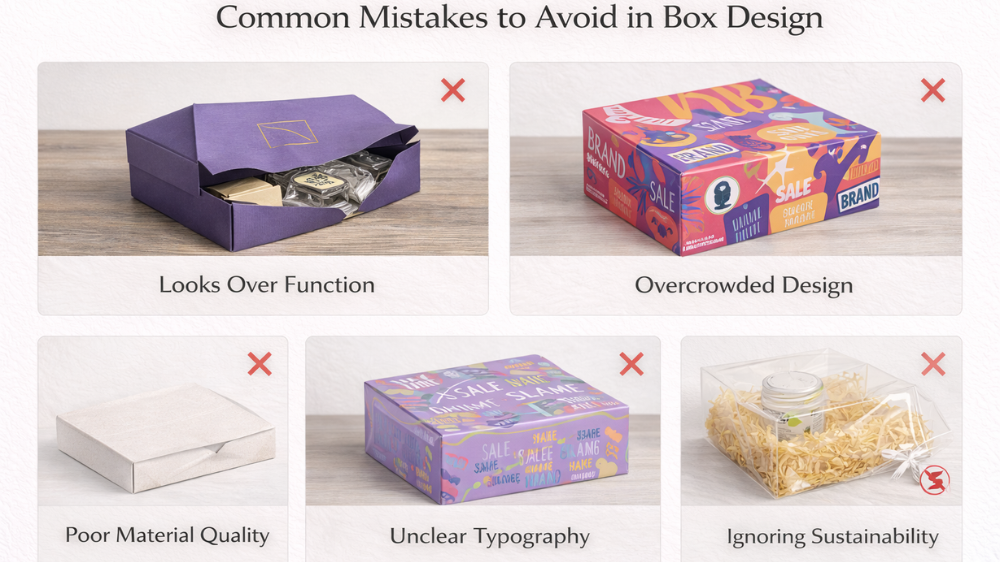 an illustration of a common mistakes to avoid in box design
