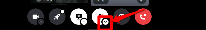 Closeup picture showing the drop-down arrow on the the microphone icon on Discord