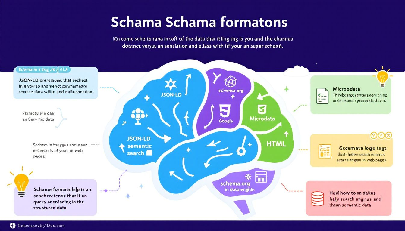 Verschiedene Arten von Schema-Formaten wie JSON-LD und Mikrodaten.
