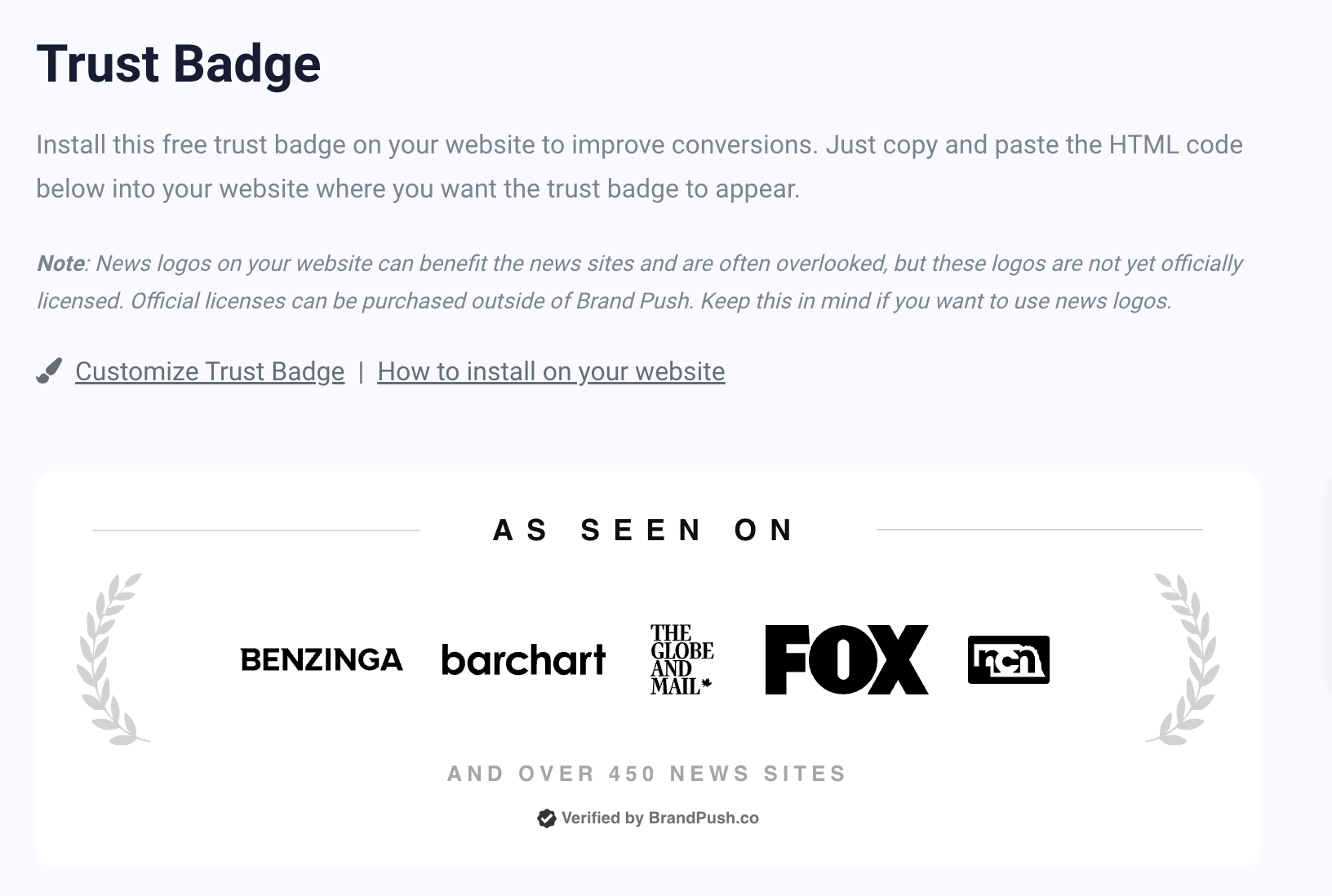 Our Trust Badge in the report.