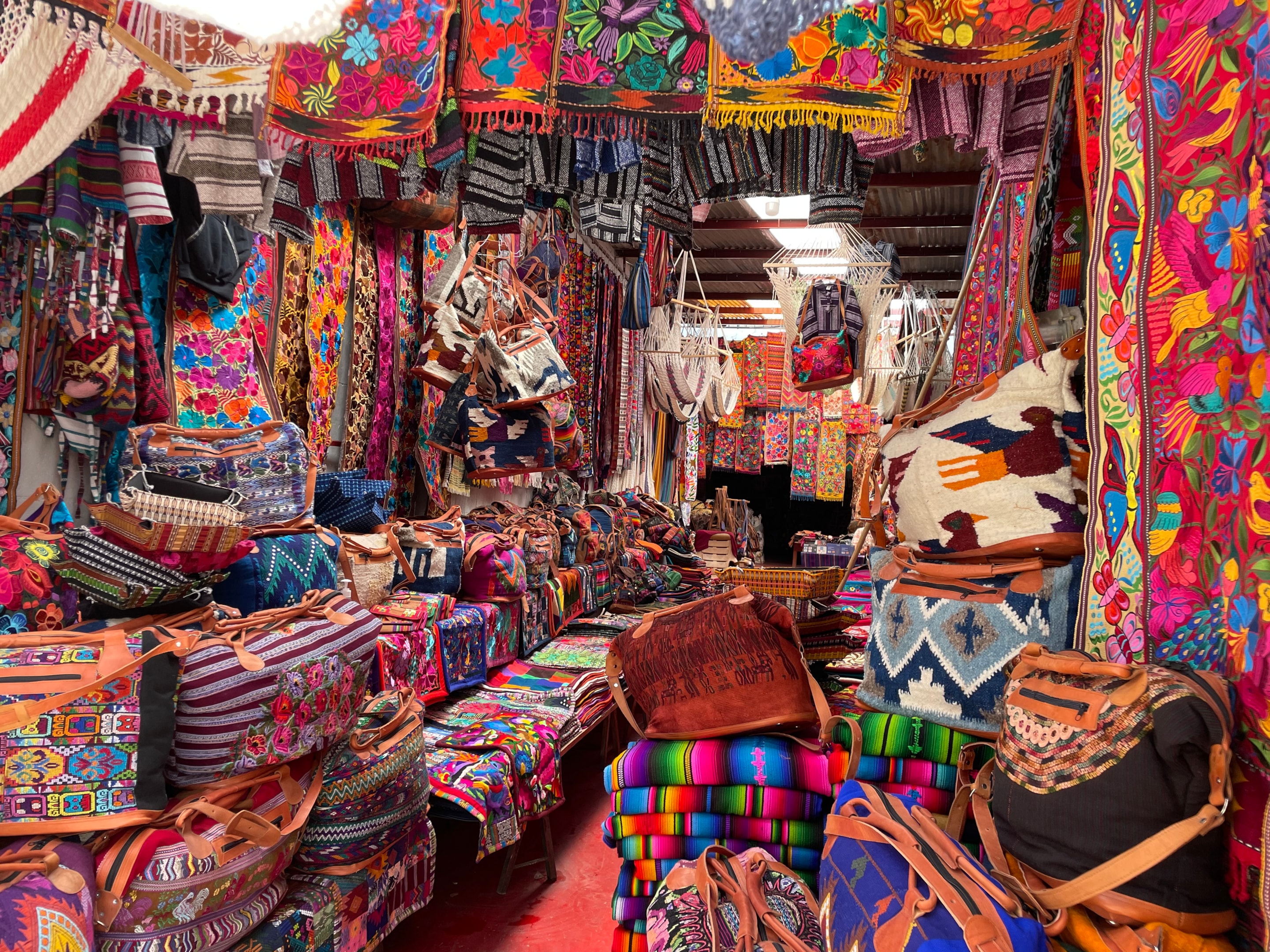 Colorful textiles and handicrafts at Lake Atitlan, Guatemala