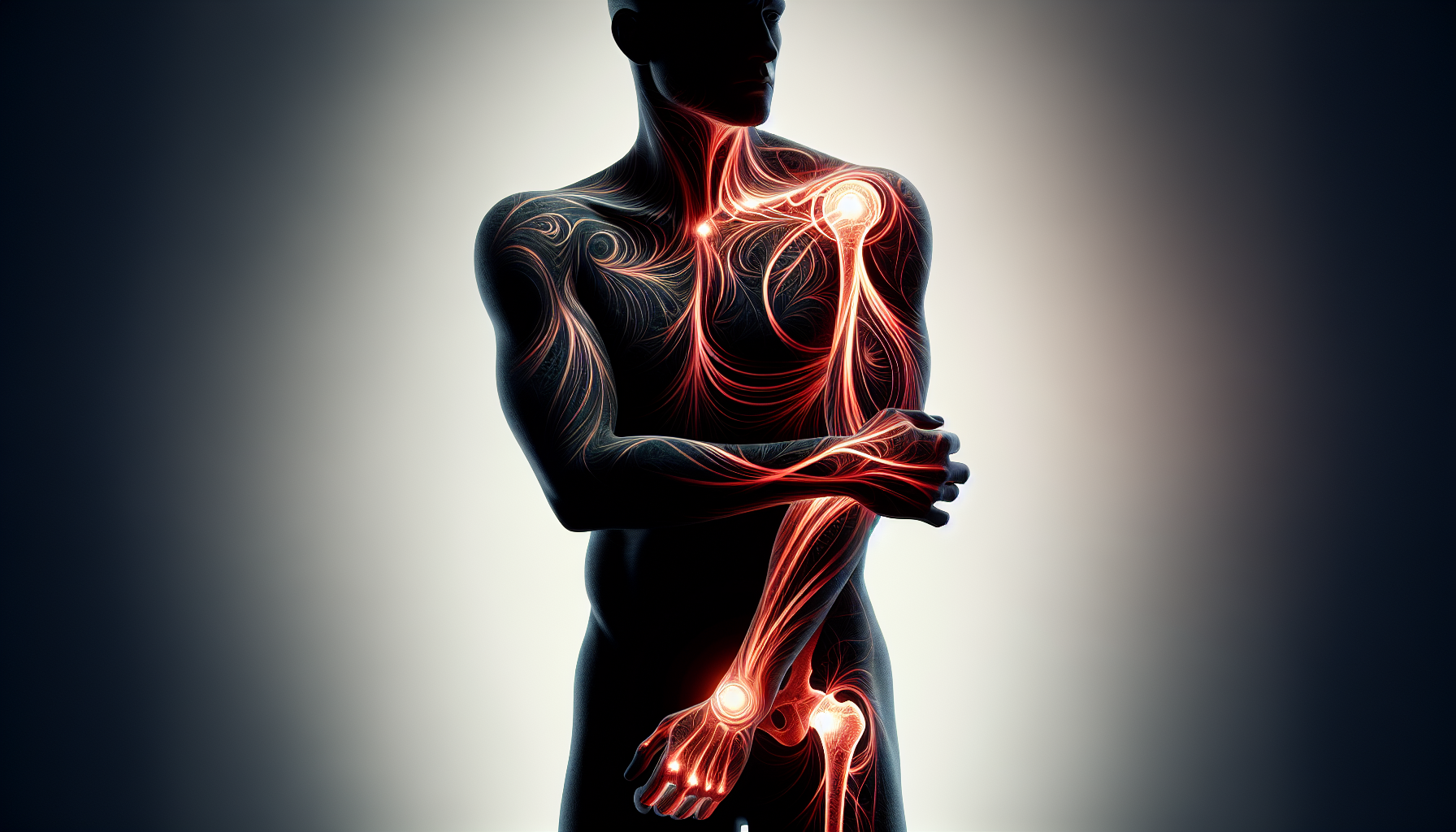 Asymmetric psoriatic arthritis affected joints illustration