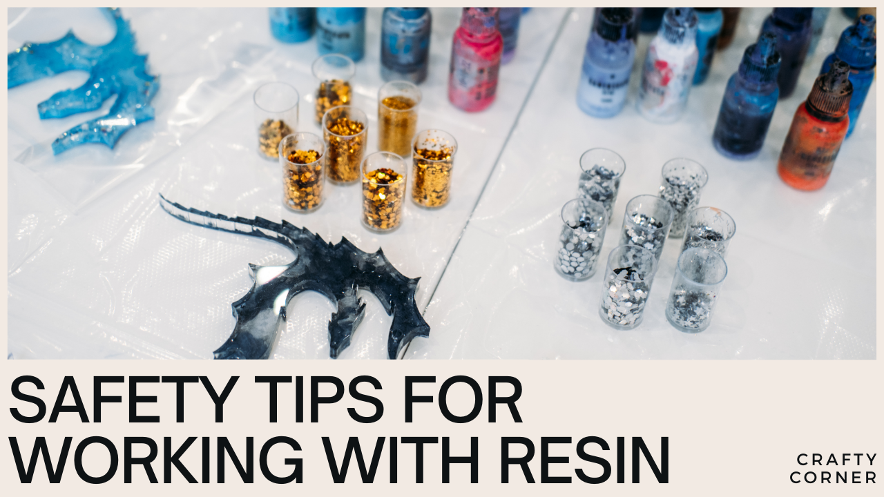 “Modern lavender and coral design header for a blog post about resin art safety precautions”