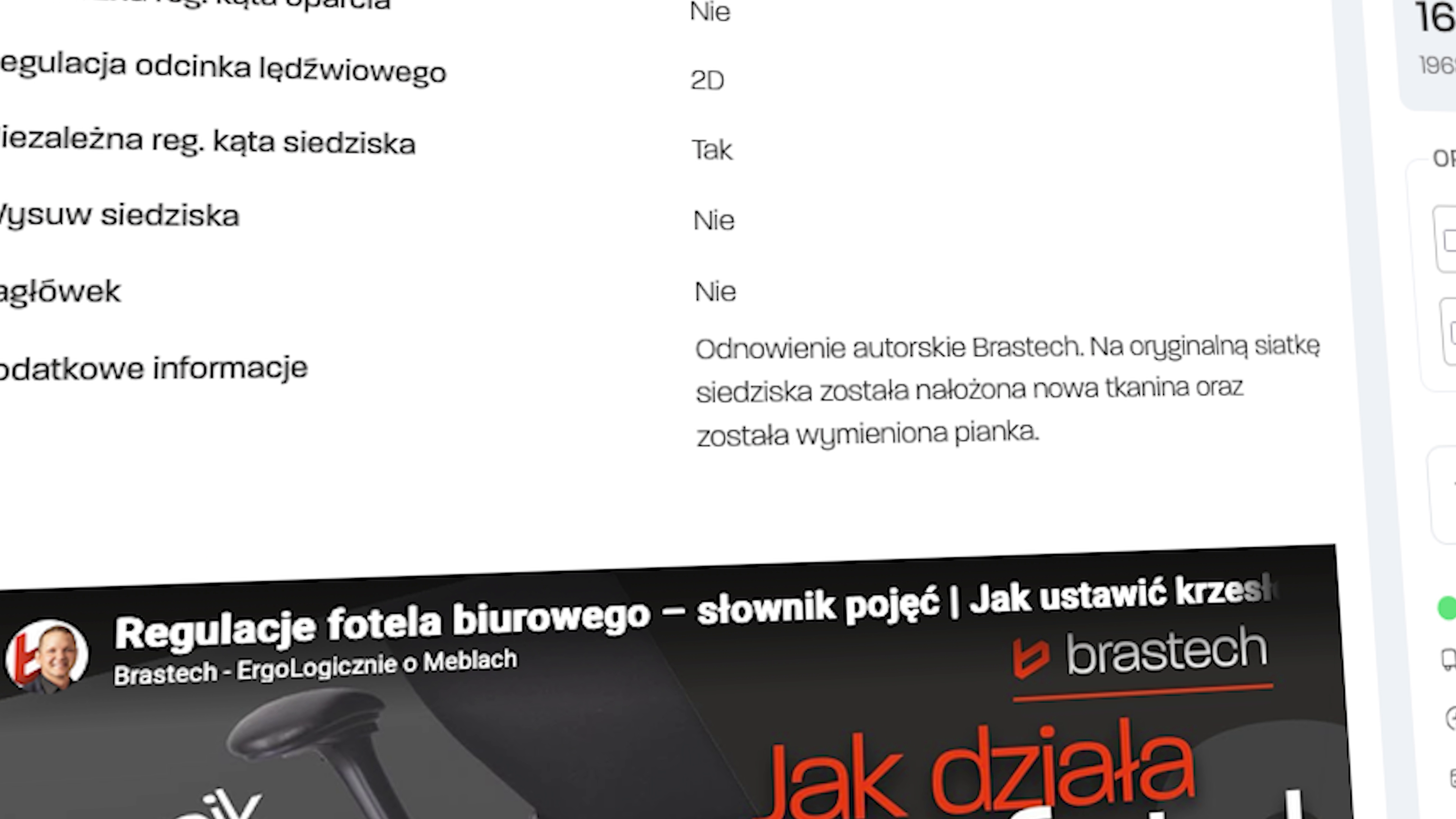 9 pytań o fotele biurowe – opinie Kamila i praktyczne porady | Q&A #3 4 Jasny i konkrety opis produktów. Źródło: Brastech