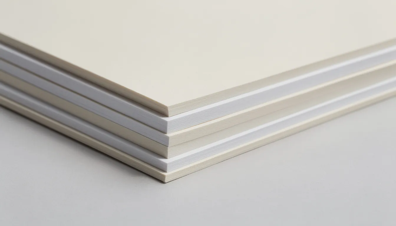 The image features a stack of premium paper sheets in elegant cream and white colors, ideal for creating diploma certificates or certificate templates for graduation ceremonies. This high-quality paper is perfect for small businesses and organizations looking to easily personalize their awards and achievements.
