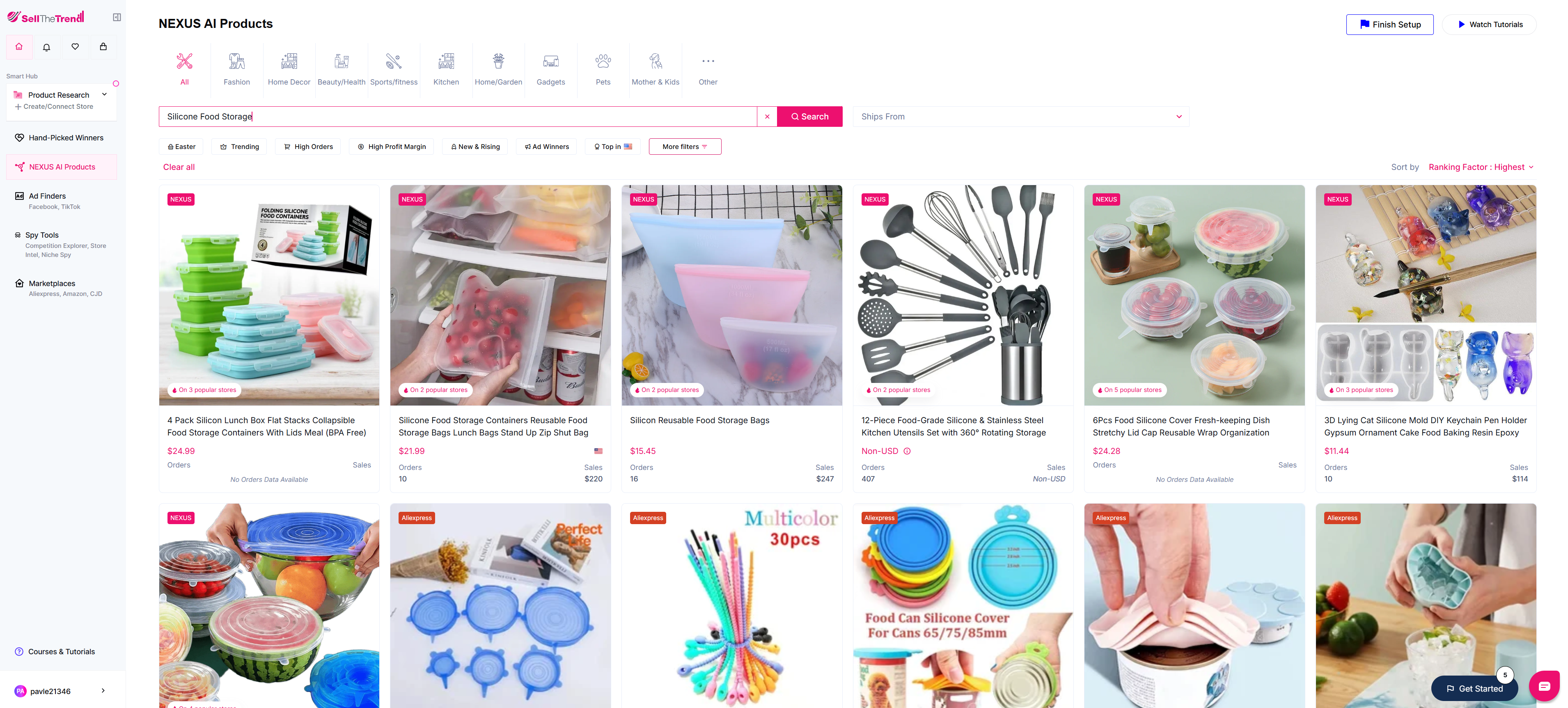 using sell the trend to find food storage bags