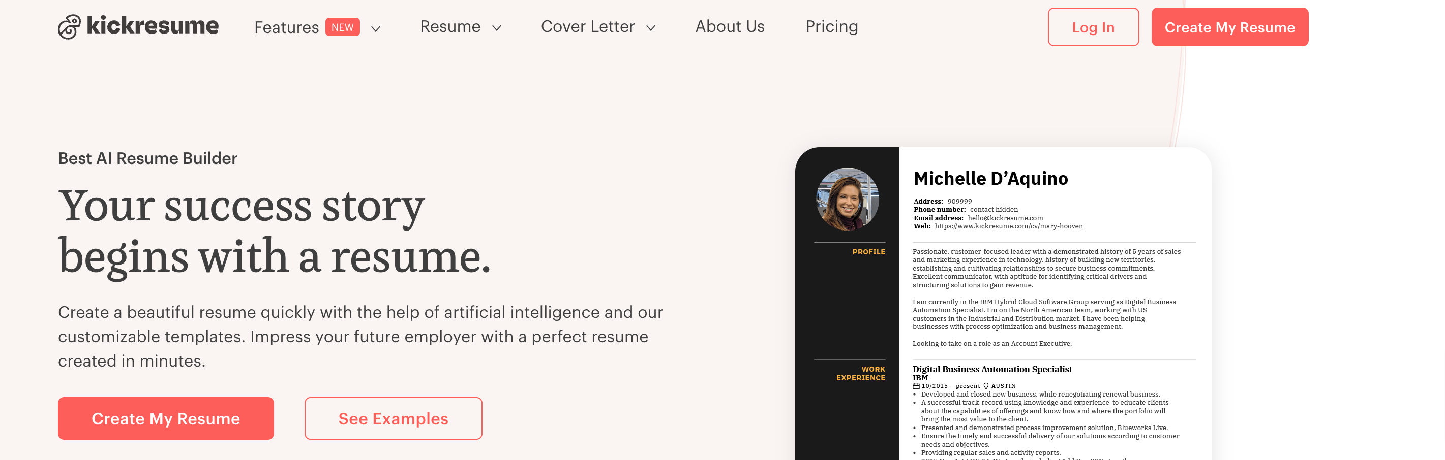 kickresume ai cover letter writer