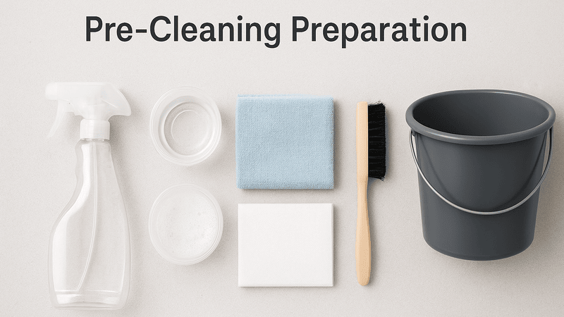 gathering different tools for cleaning process
