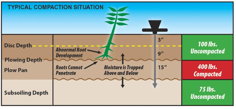 An illustration of a penetrometer measuring soil compaction
