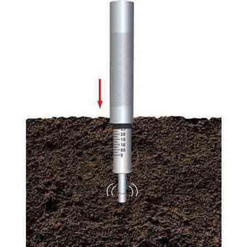 A picture of a person using a penetrometer to measure soil compaction