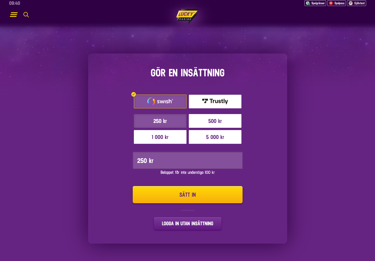 lucky casino registrering