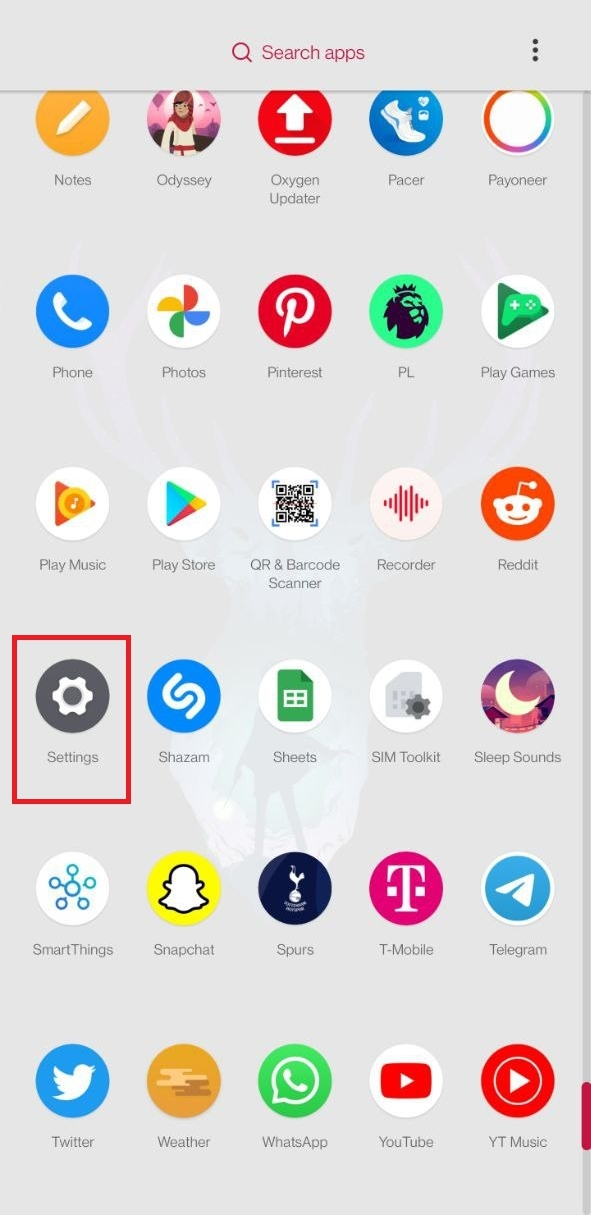 App drawer on the OnePlus 7 Pro