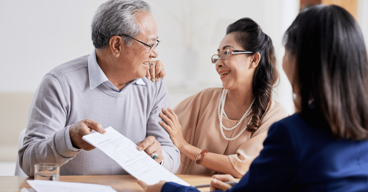 A couple reviewing their retirement plan 