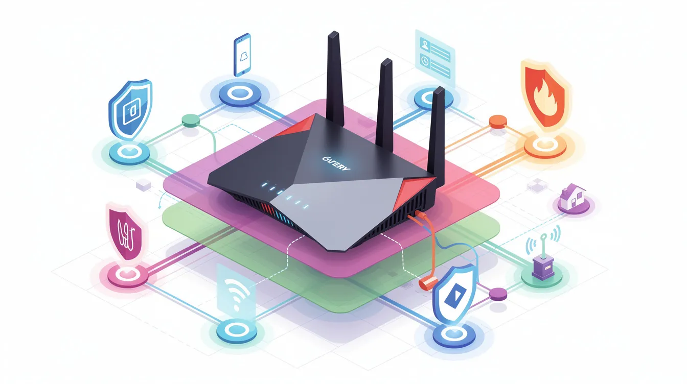 A modern router with advanced security features, ideal for a smart home setup.