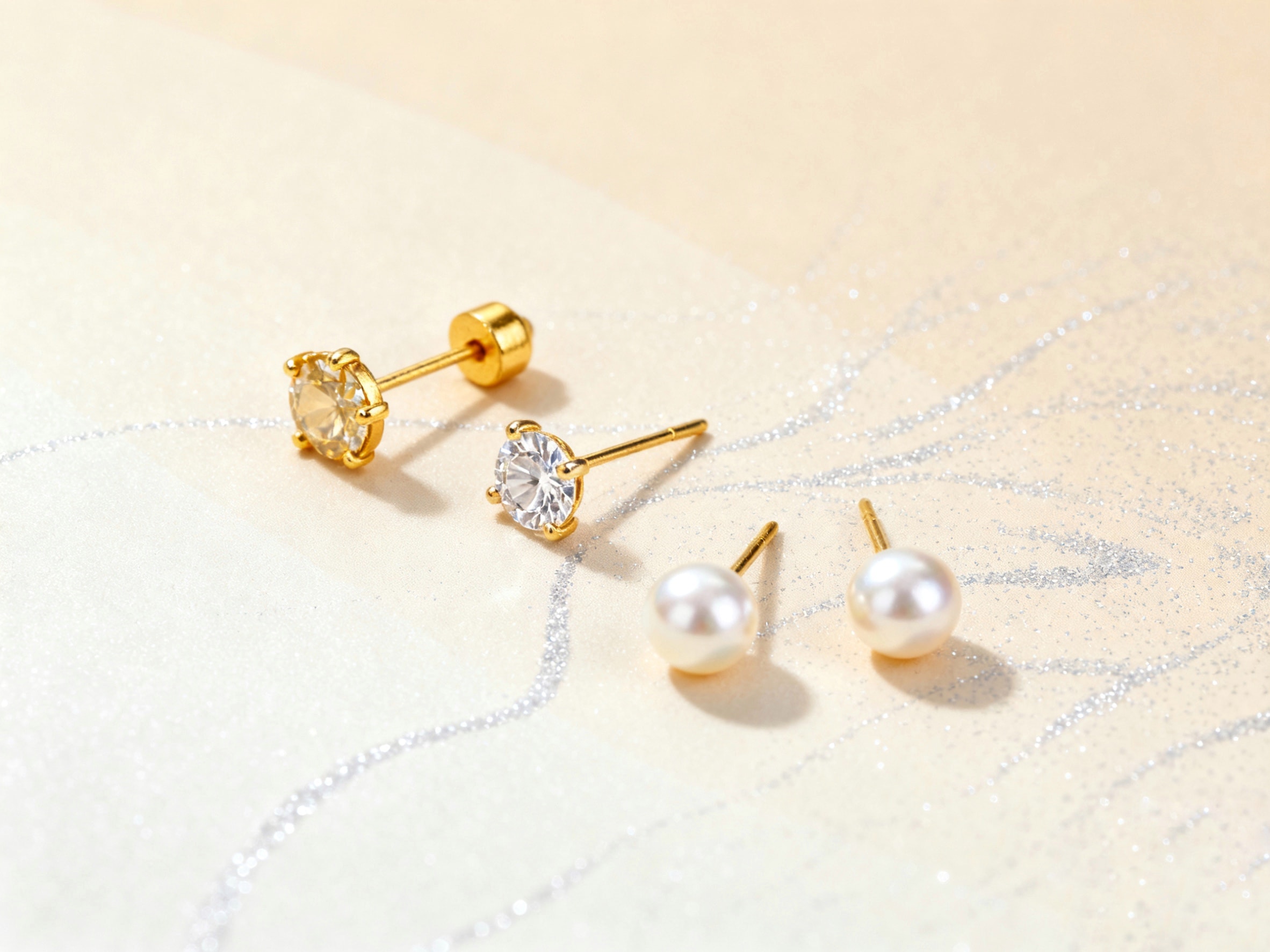 Gold Stud Earrings, diamond studs, and pearl studs are suitable for any special occasion.