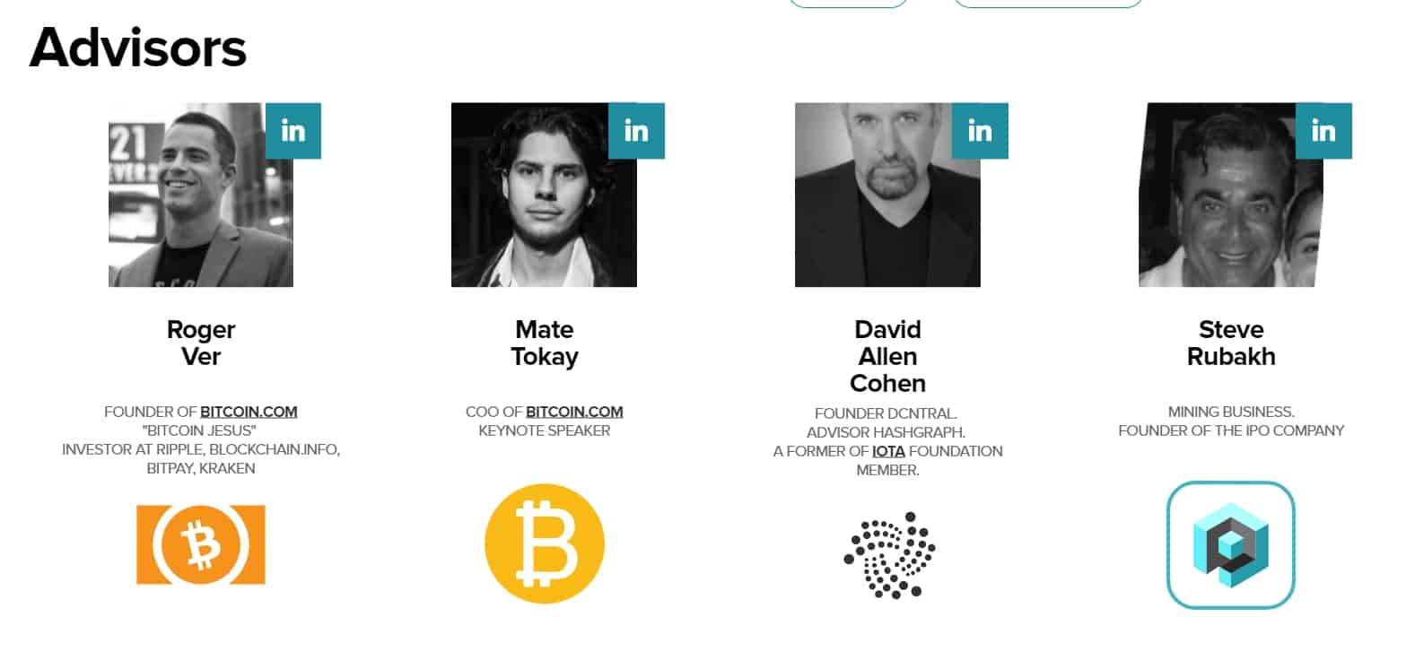 Monetoken Alleged Team of Advisors