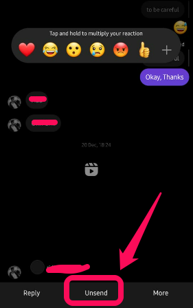 Tap on unsend and delete the message 
