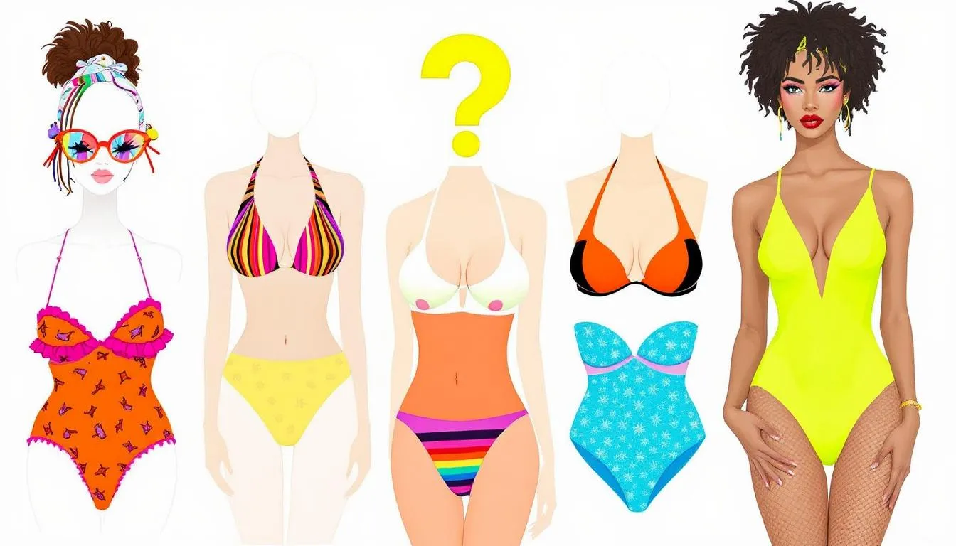 A selection of nipple covers suitable for different outfits, including bathing suits and dresses.