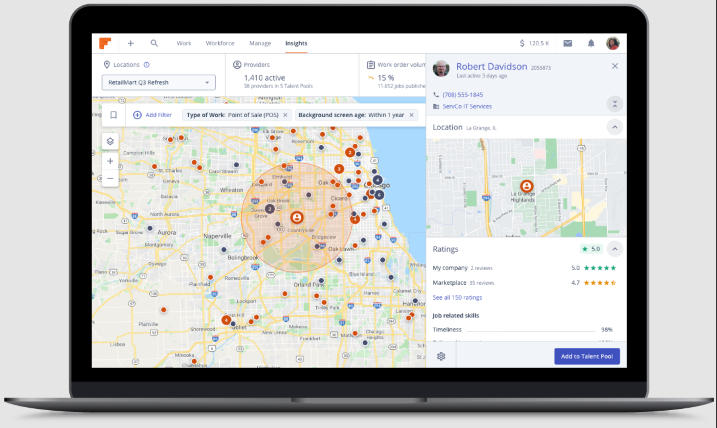 construction sites map in Field Nation construction software