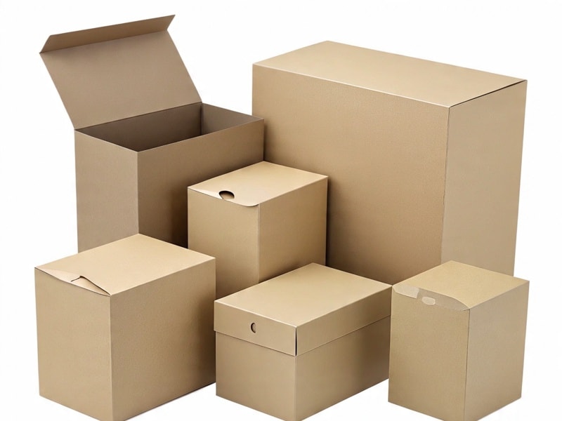 An image of plain brown cardboard packaging boxes in different shapes and sizes.