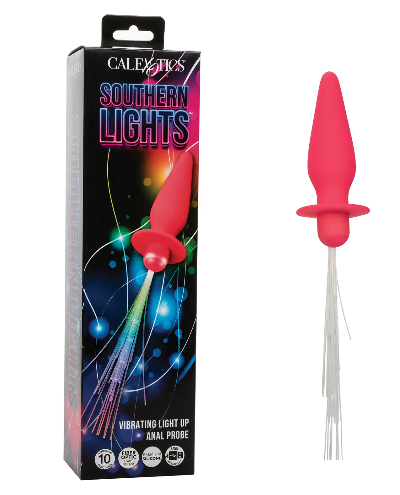 Southern Lights Rechargeable Vibrating Light Up Anal Probe – Pink