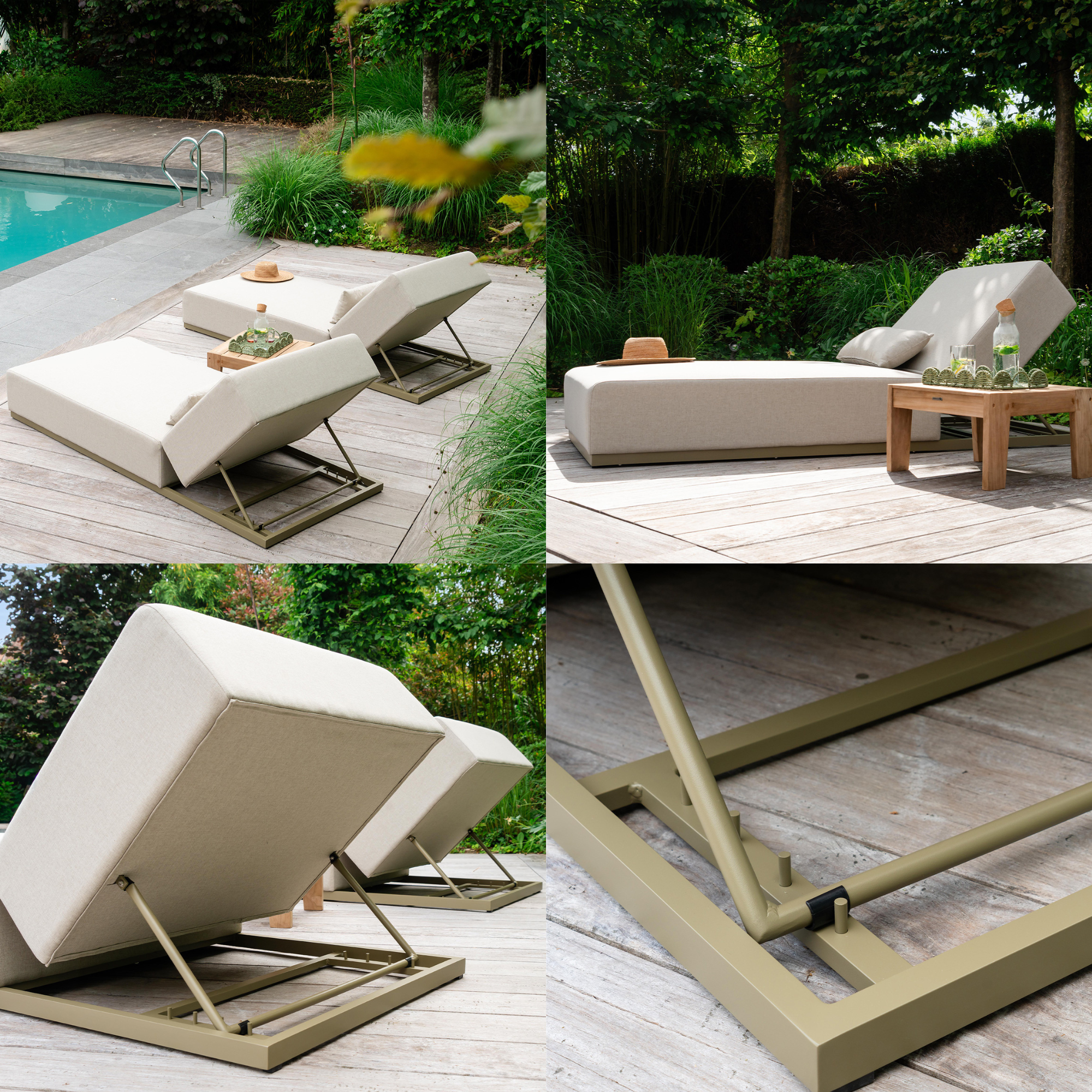 Transat inclinable en aluminium kaki CAVALLO-WILSA GARDEN