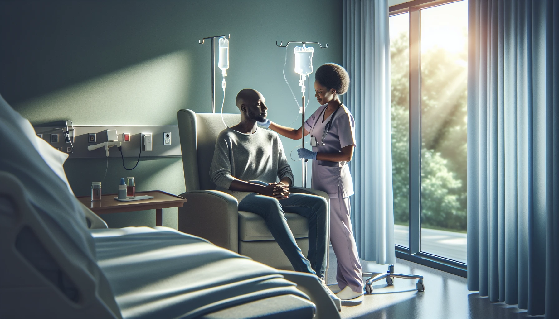 Patient receiving chemotherapy treatment for colon cancer
