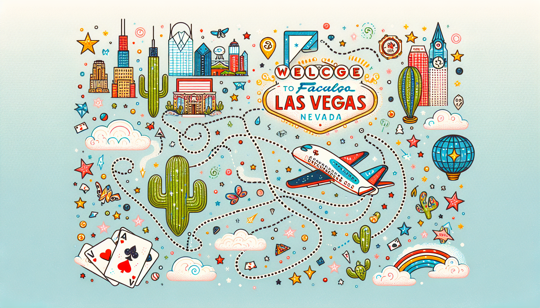 An illustration of a direct flight route from Chicago to Las Vegas.