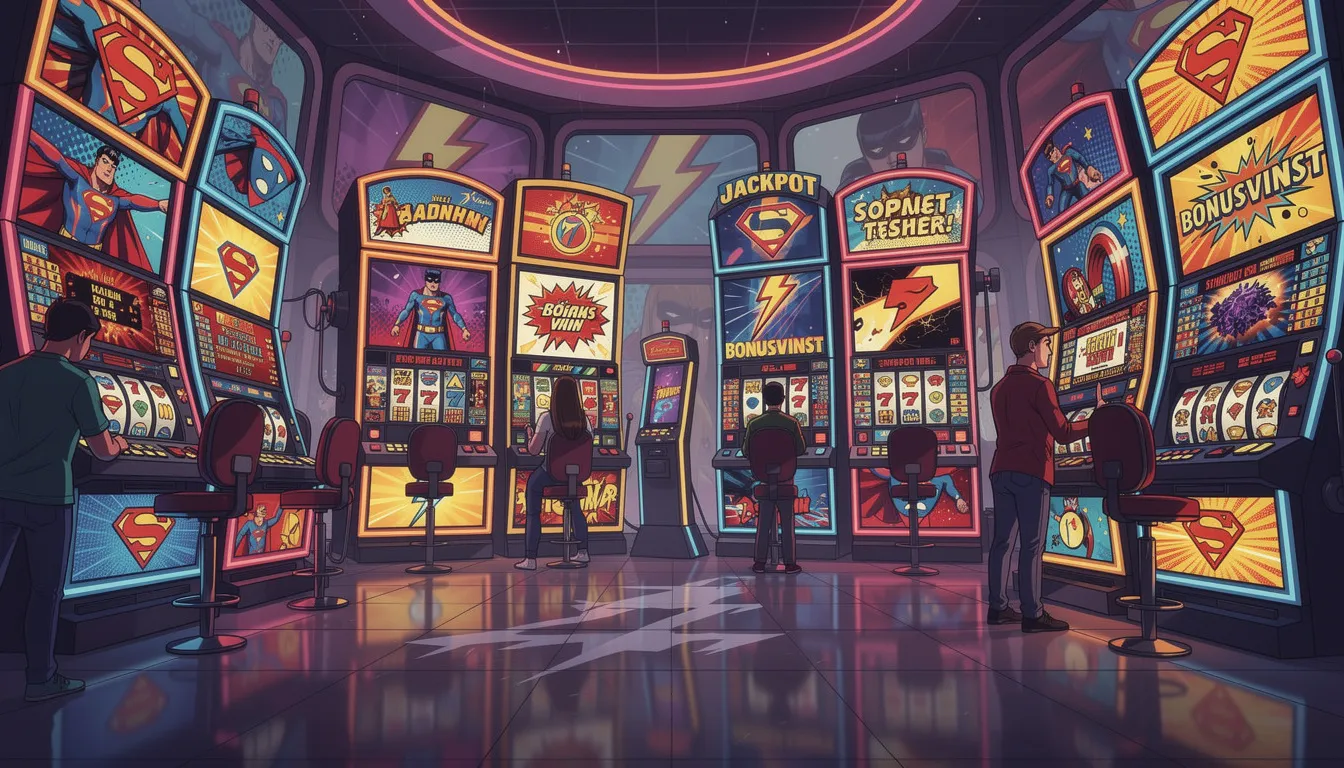 En färgglad och livlig casinomiljö inspirerad av superhjältar, med många spelautomater som erbjuder free spins och bonusar. Denna online casino-atmosfär är perfekt för spelare som vill utforska nya slots och njuta av spännande spelupplevelser hos Rizk.