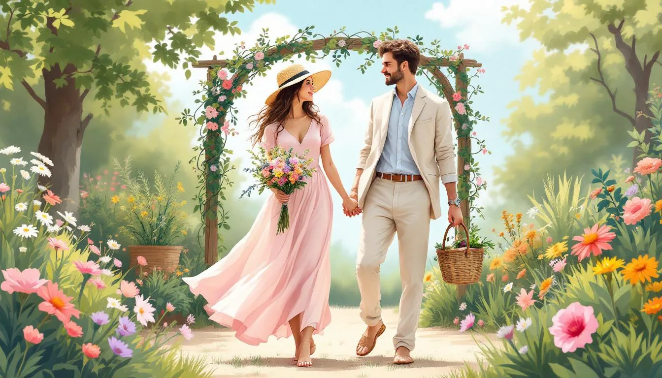 An example of casual wedding attire suitable for a summer wedding.