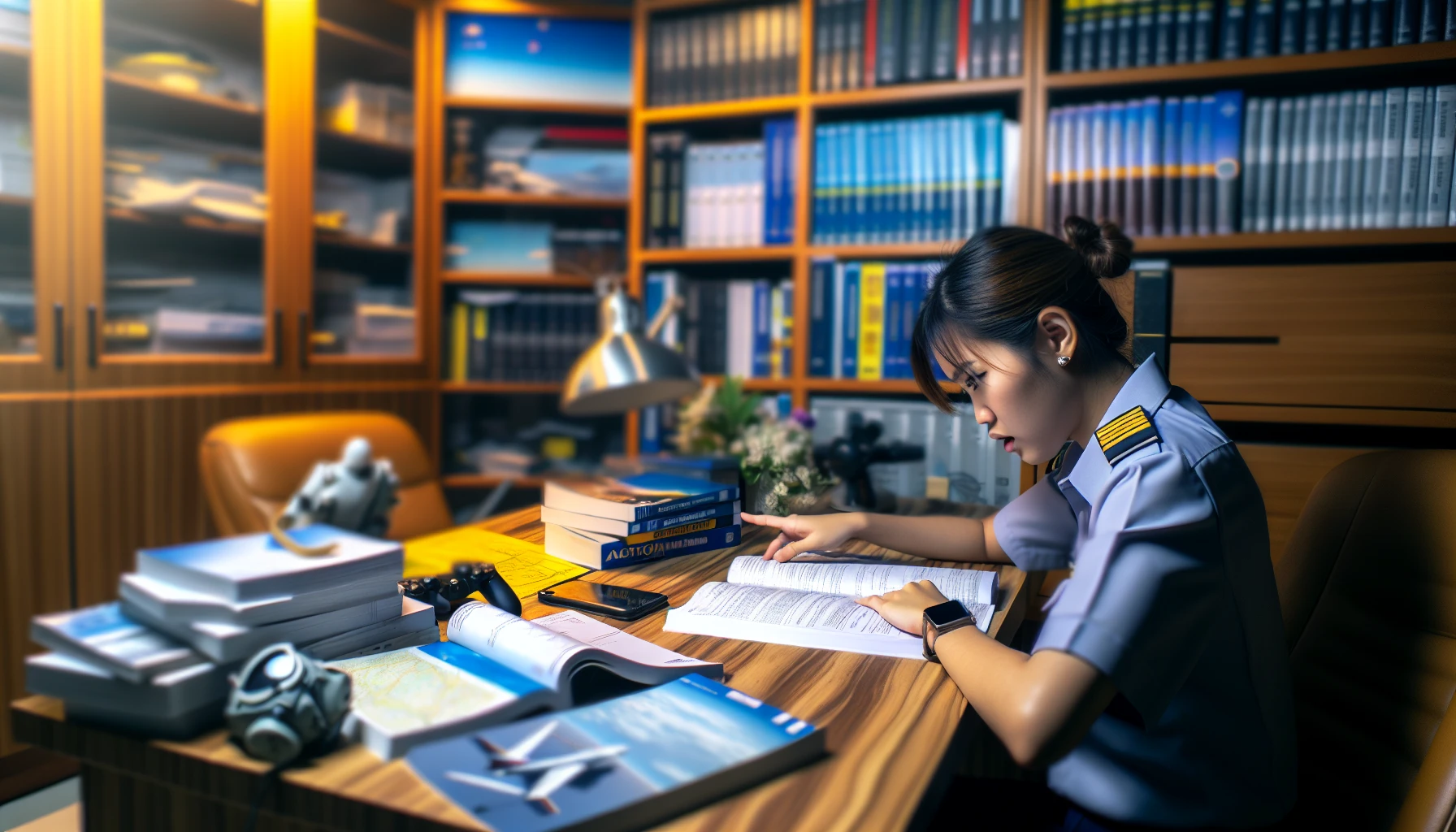 A student pilot studying for the written exam