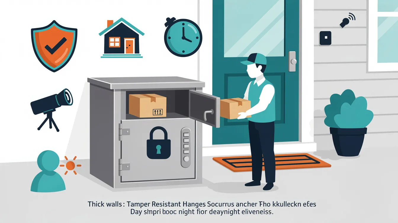 A secure porch lockbox designed for safe package delivery.