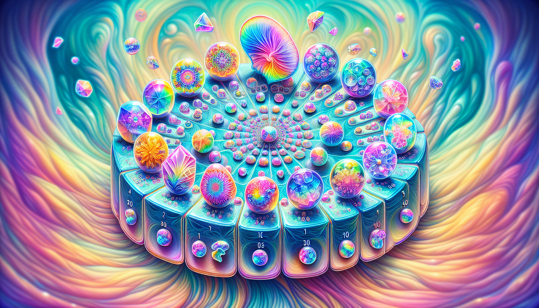 Illustration of colorful psychedelic substances