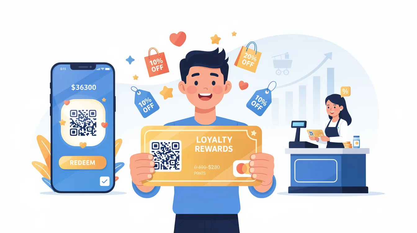 The image depicts a visual representation of a customer loyalty program, highlighting various elements such as loyalty points, rewards structures, and customer engagement strategies. It emphasizes the importance of customer retention and the analysis of customer behavior to enhance loyalty initiatives and drive repeat business.