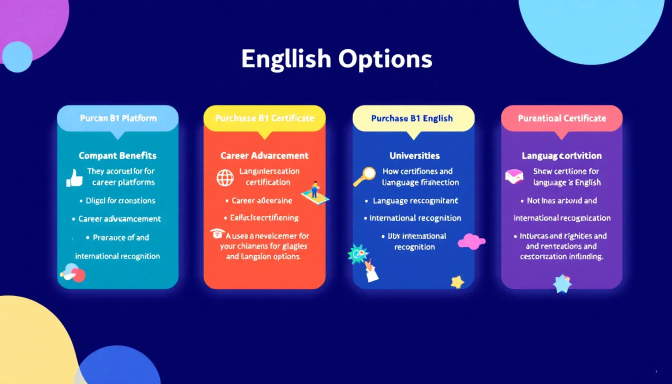 Varias opciones para comprar un título B1 de inglés, incluyendo plataformas digitales y universidades.