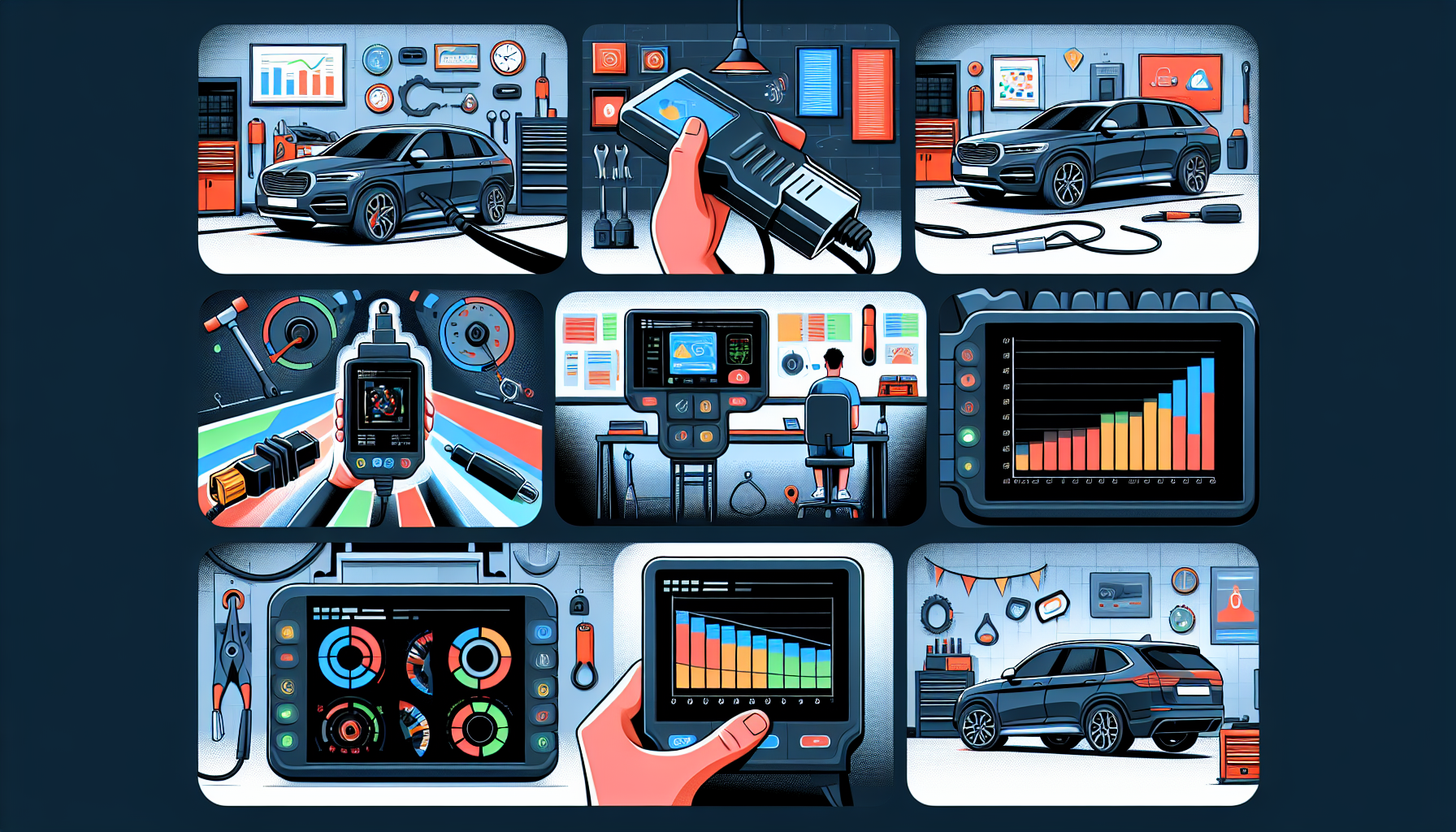 Un'immagine che illustra il processo di utilizzo di uno scanner OBD II su un veicolo.