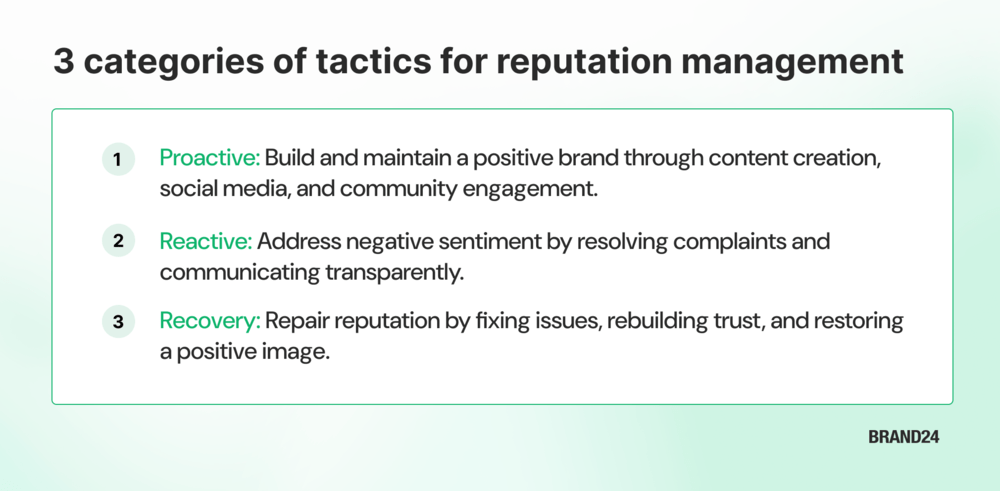 3 categories of tactics for reputation management