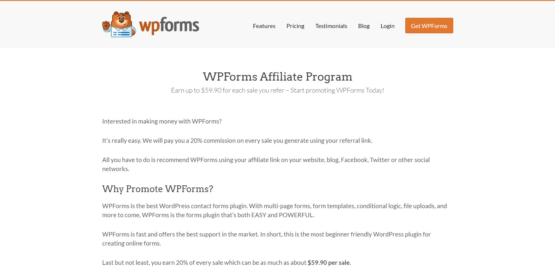 WPforms affiliate program