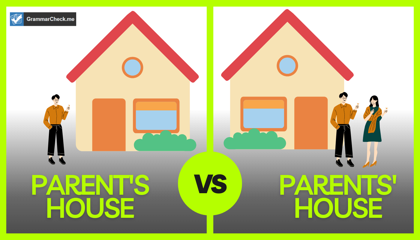 picture demonstrating the difference between parent's house and parents' house