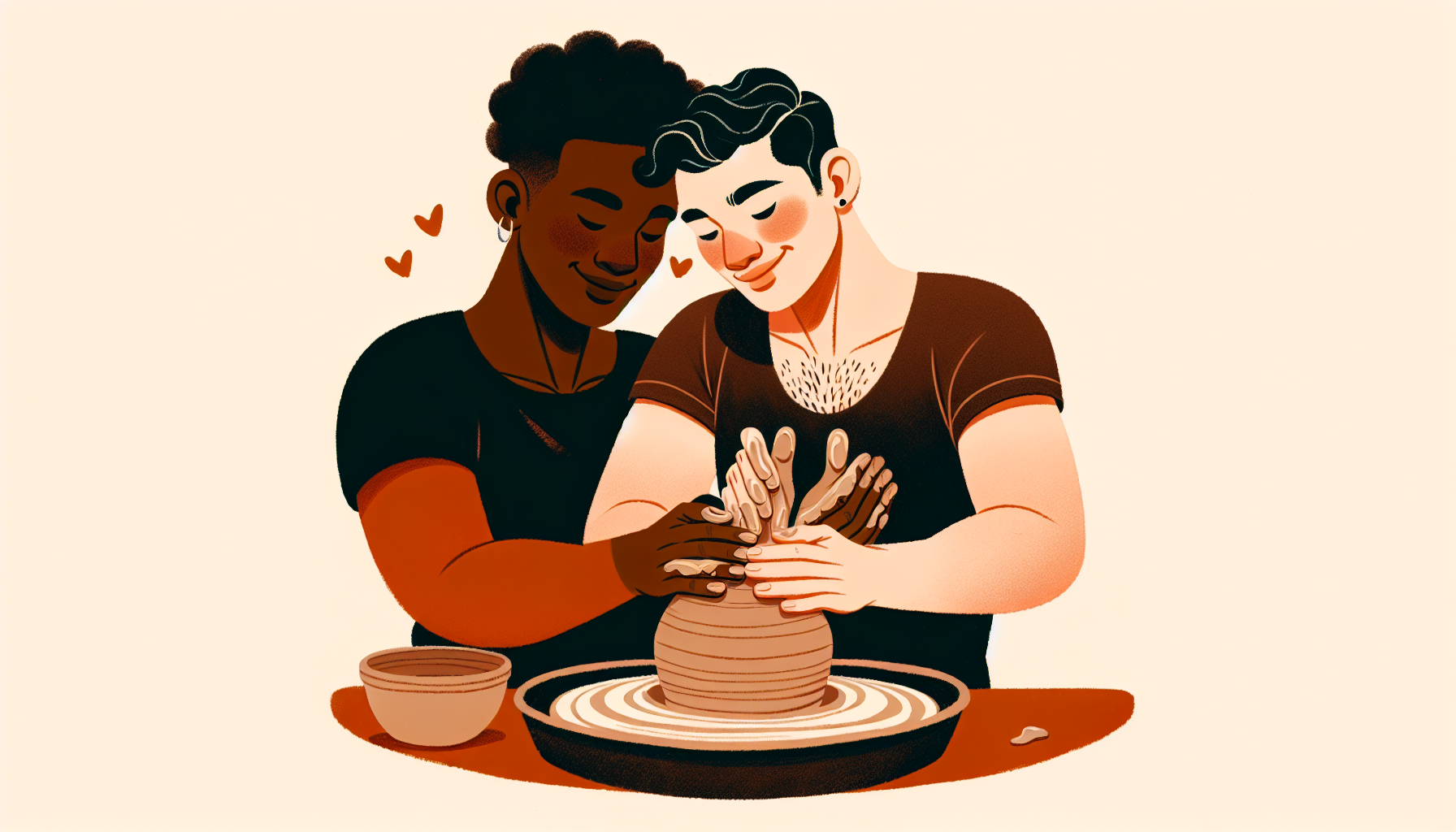 Illustration of a diverse gay couple spending quality time together