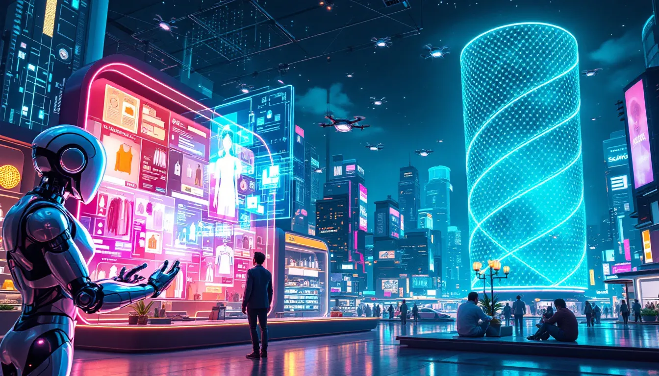 A collage of real-world applications of generative AI in retail.