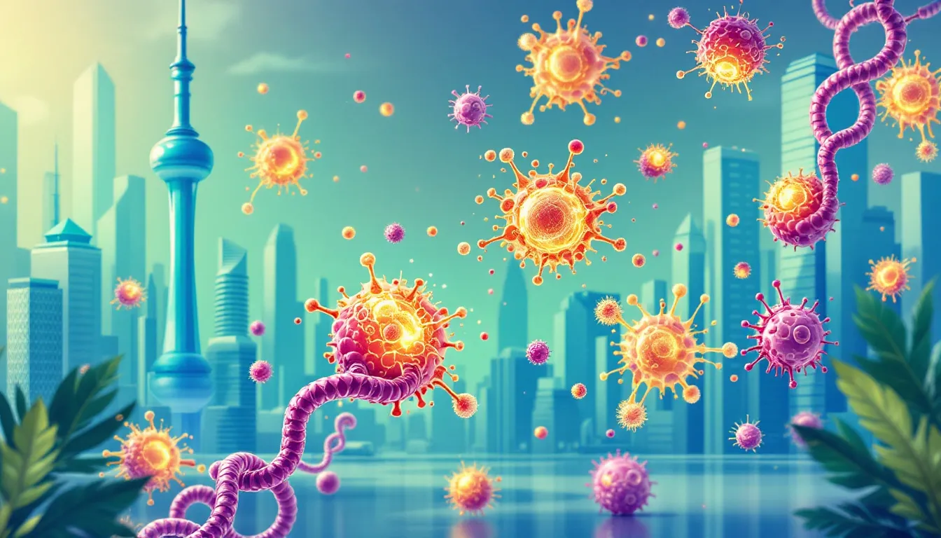 An illustration of peptides interacting with fat cells, showcasing their role in fat loss.