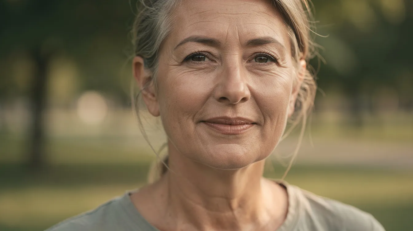 Una persona madura se encuentra al aire libre, mostrando una mirada descansada y una expresión natural. Su rostro refleja los resultados de un procedimiento estético, como la blefaroplastia, que ha mejorado la apariencia de sus párpados y reducido las bolsas bajo los ojos.