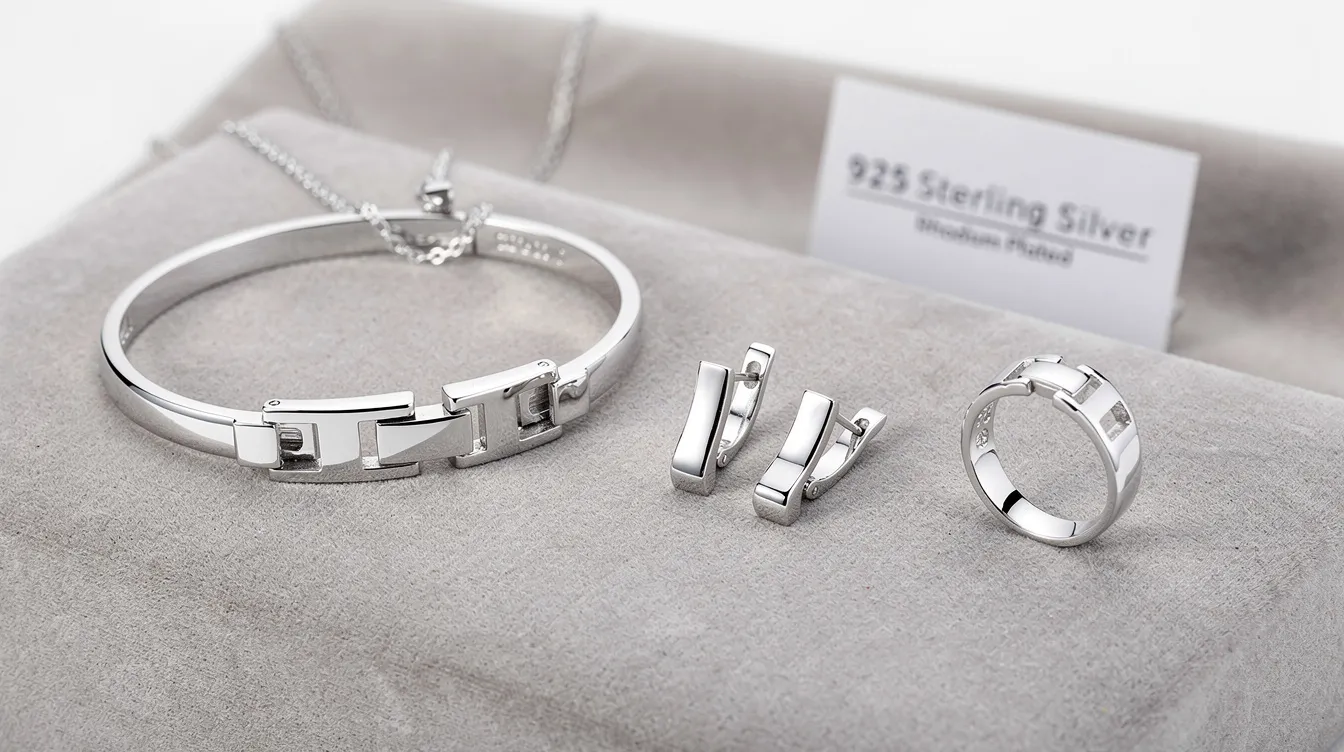 This image showcases a collection of elegant sterling silver jewellery sets, featuring a necklace style pendant and earring style studs adorned with clear cubic zirconia stones. The robust 925 sterling silver ensures the pieces maintain their shine, making them a perfect gift for special occasions.
