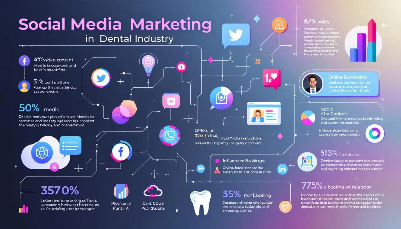 A representation of social media marketing in the dental industry.