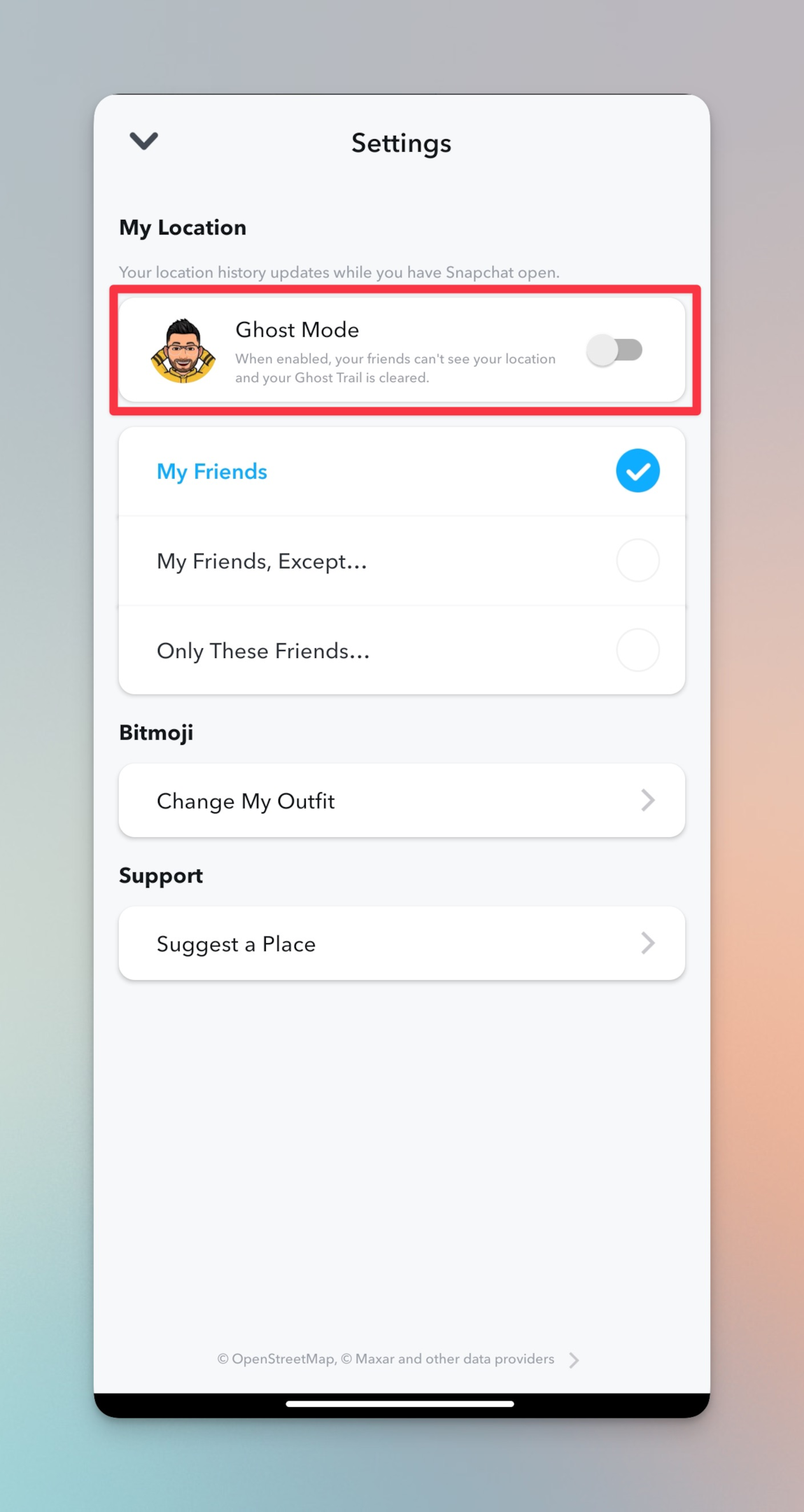 Remote.tools highlighting the ghost mode on Snapchat to turn off location access. Even your friends can't request location while you're on ghost mode