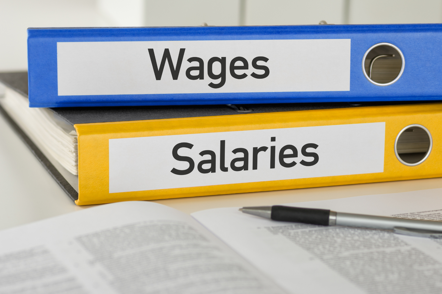 Folders labeled salary and wages.
