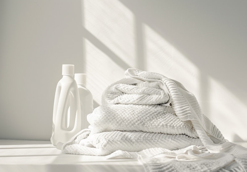 natural laundry detergent and laundry pile
