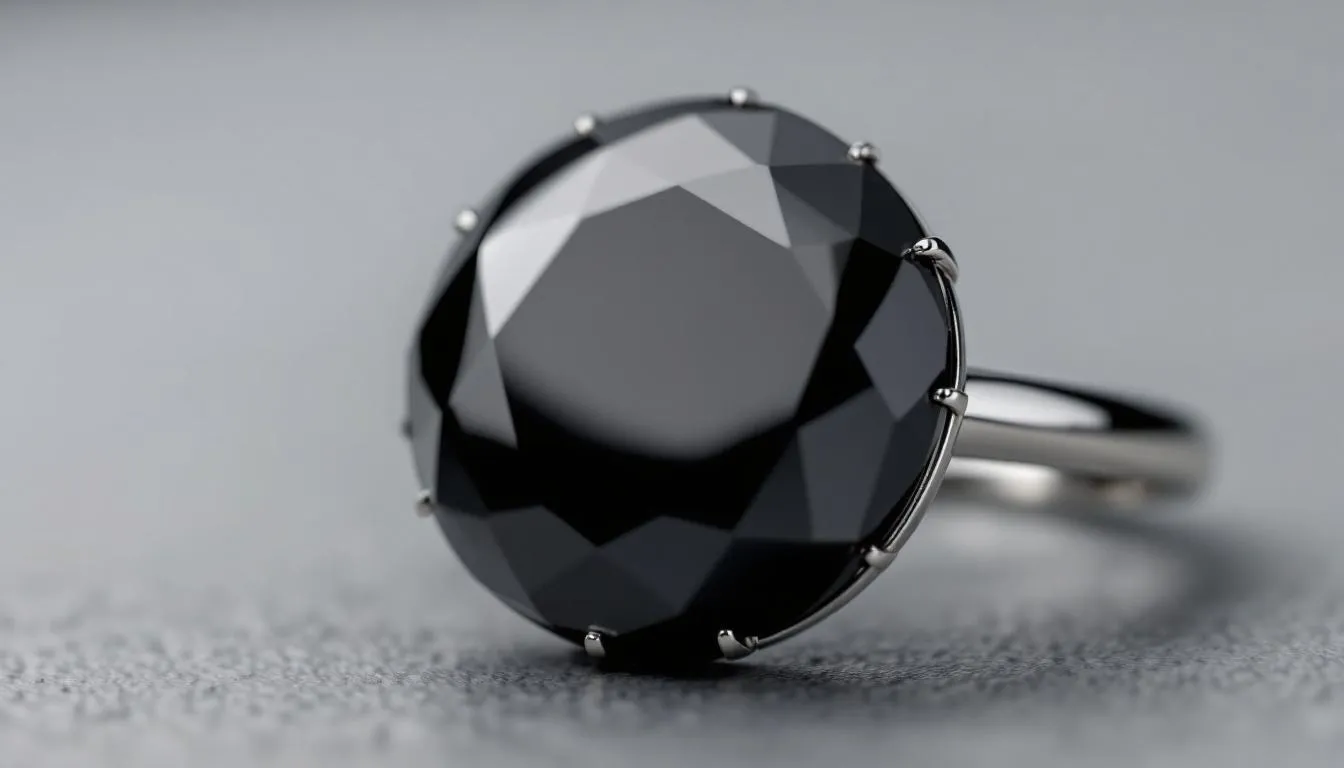 The image features a stylish black onyx signet ring set in sterling silver, showcasing its elegant design and deep black color. This men's onyx ring adds a perfect touch of sophistication and detail, making it a standout accessory.